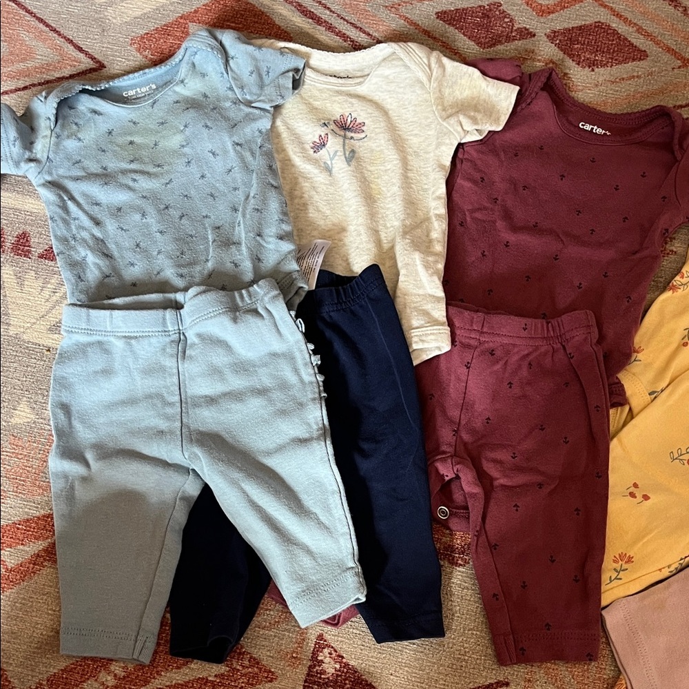 Carter's Kids Leggings Set - Light Blue, Navy, Burgundy